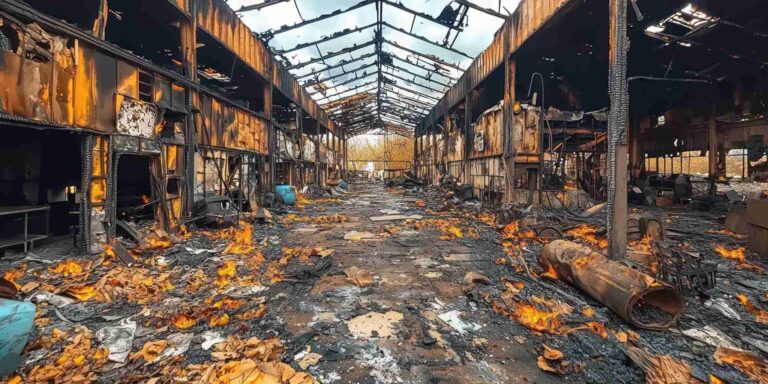 Commercial building with extensive fire and smoke damage requiring emergency commercial fire damage restoration services in Greater Missoula, MT.